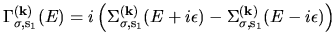 $\displaystyle \Gamma_{\sigma,{\rm s}_{1}}^{(\bf k)}(E)
=
i\left(
\Sigma_{\sigma...
...f k)}(E+i\epsilon)
-
\Sigma_{\sigma,{\rm s}_{1}}^{(\bf k)}(E-i\epsilon)
\right)$